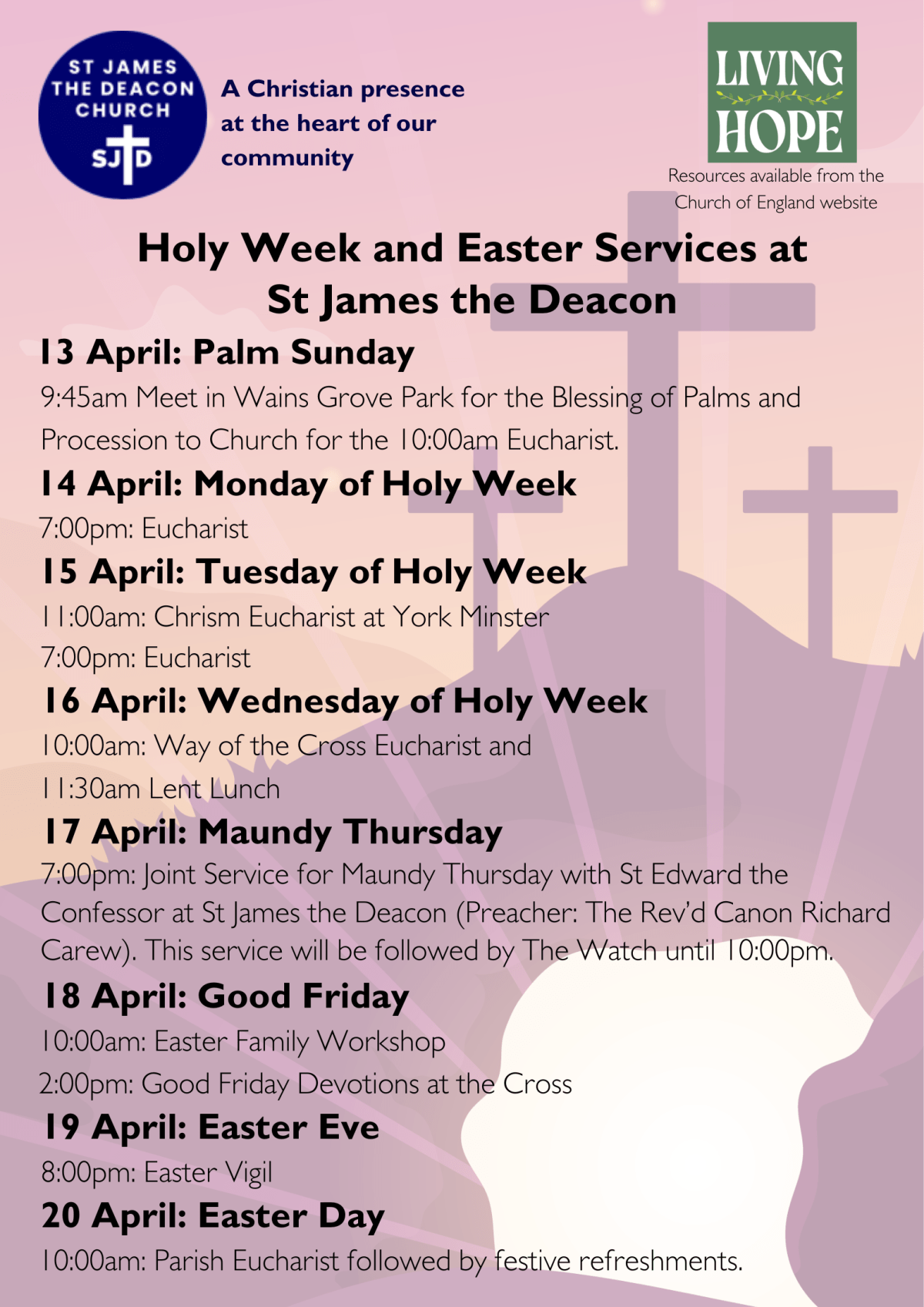 Holy Week and Easter at St James the&nbsp;Deacon